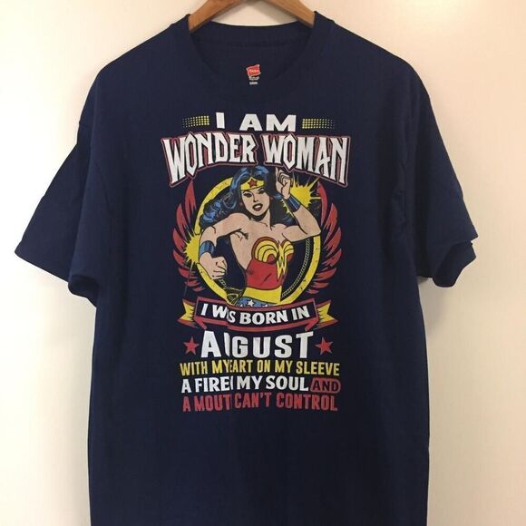 Wonder Woman Born in August Black T-shirt size XL - Picture 1 of 1